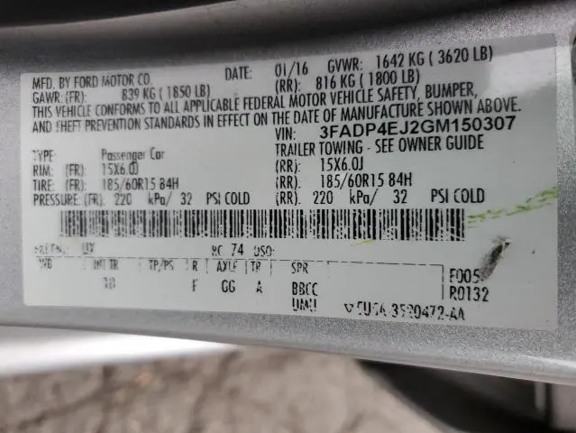 2016 FORD FIESTA SE  