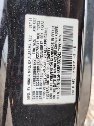 2011 HONDA ODYSSEY EXL  