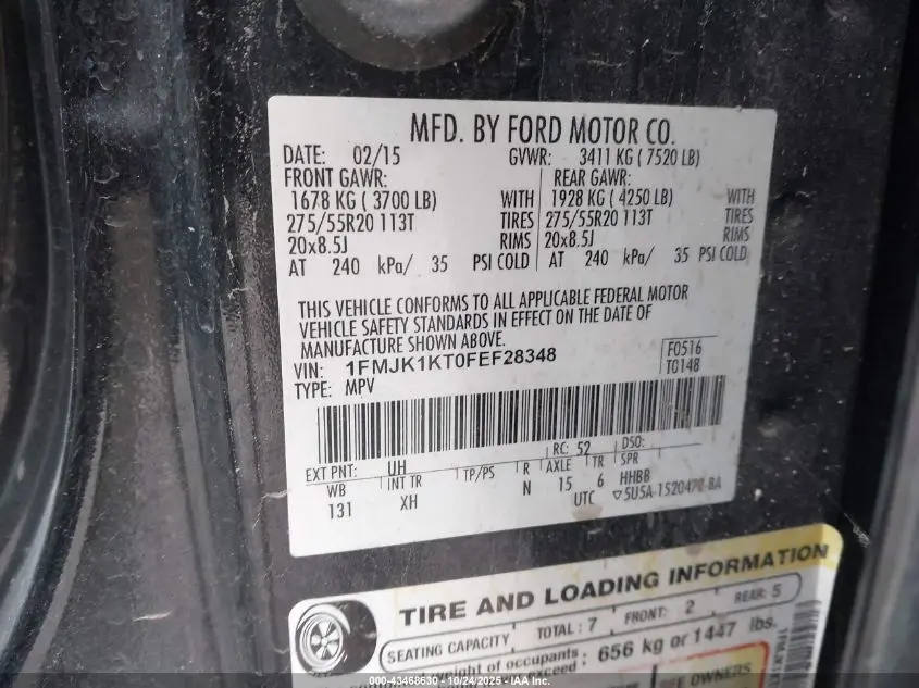 2015 FORD EXPEDITION EL LIMITED