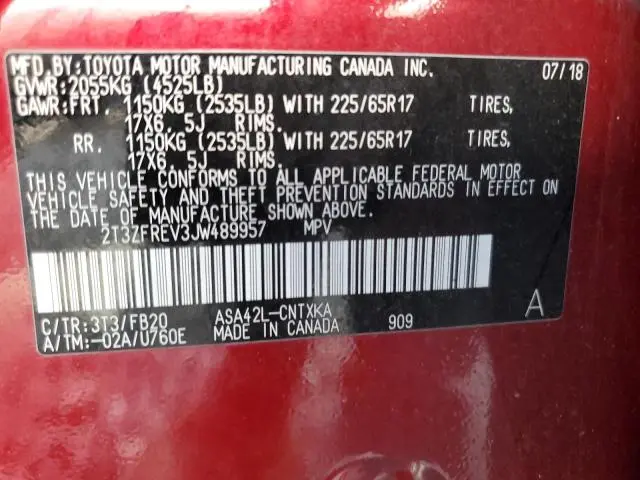 2018 TOYOTA RAV4 LE
