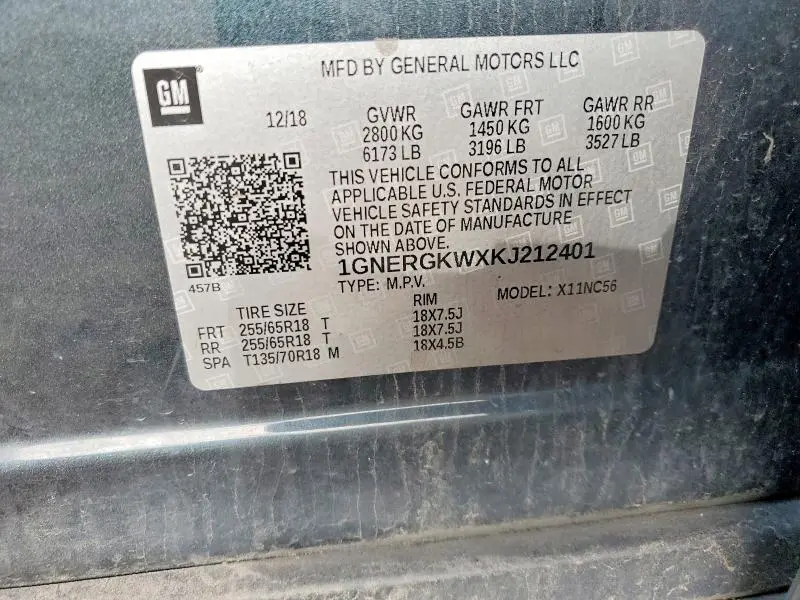 2019 CHEVROLET TRAVERSE LT  
