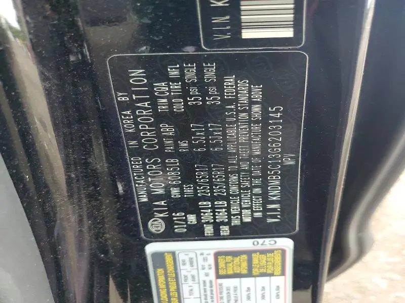 2016 KIA SEDONA LX  
