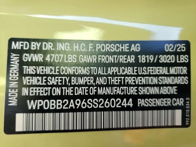 2025 PORSCHE 911 TARGA 4 GTS  