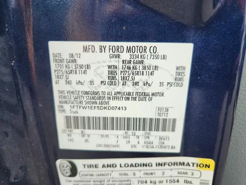 2013 FORD F150 SUPERCREW  