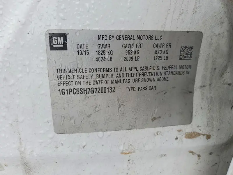 2016 CHEVROLET CRUZE LIMITED LS  