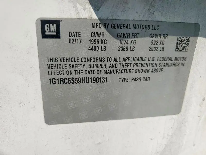 2017 CHEVROLET VOLT LT  