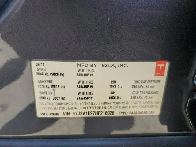 2017 TESLA MODEL S   