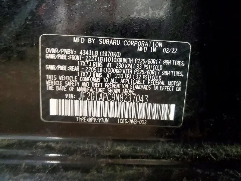2022 SUBARU CROSSTREK PREMIUM  