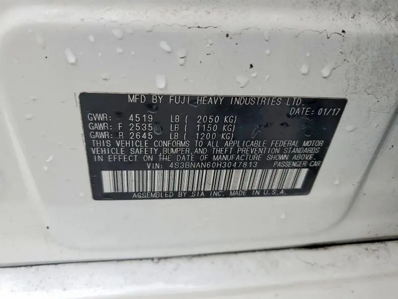 2017 SUBARU LEGACY 2.5I LIMITED  