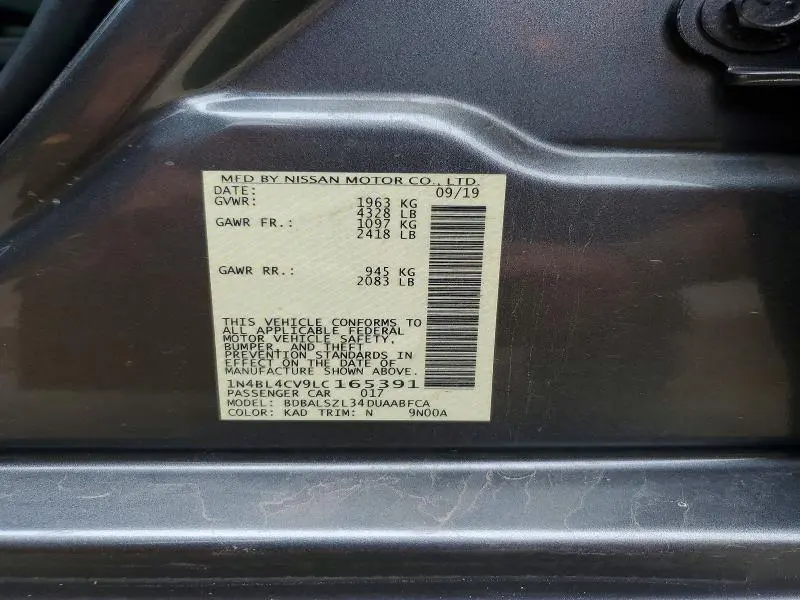 2020 NISSAN ALTIMA SR  