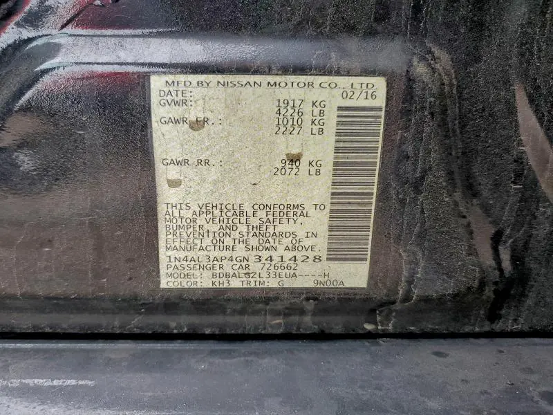 2016 NISSAN ALTIMA 2.5  