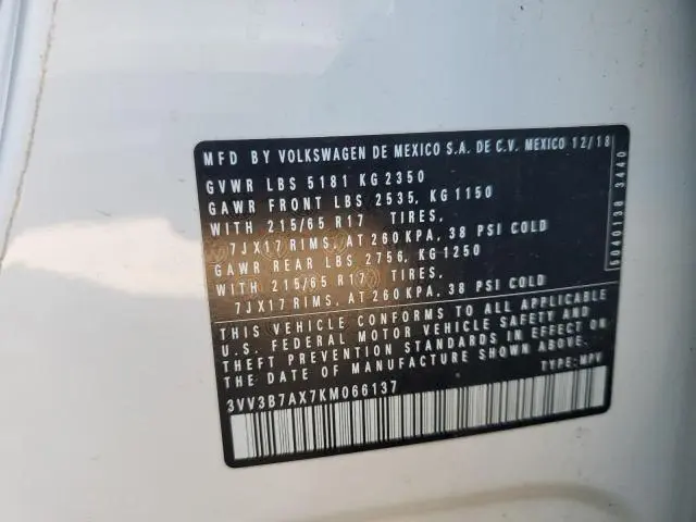 2019 VOLKSWAGEN TIGUAN SE  