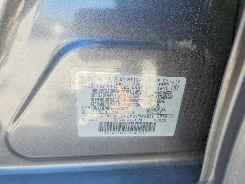 2016 NISSAN SENTRA SV  