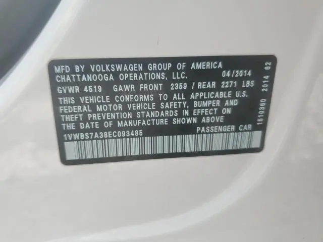 2014 VOLKSWAGEN PASSAT SE  