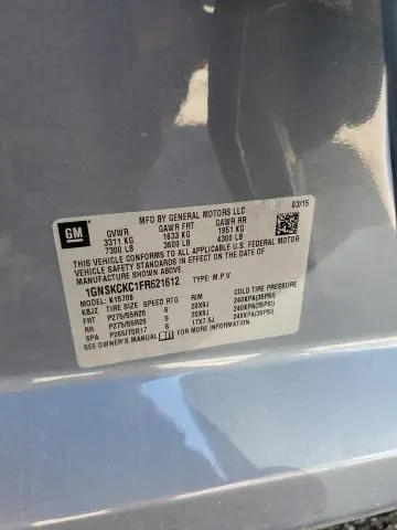 2015 CHEVROLET TAHOE K1500 LTZ  