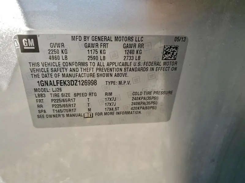 2013 CHEVROLET EQUINOX LTZ  