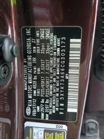 2012 KIA SORENTO BASE  