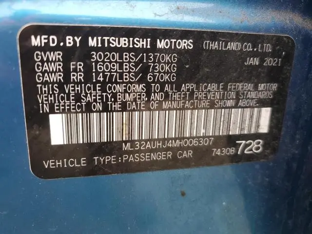 2021 MITSUBISHI MIRAGE ES  