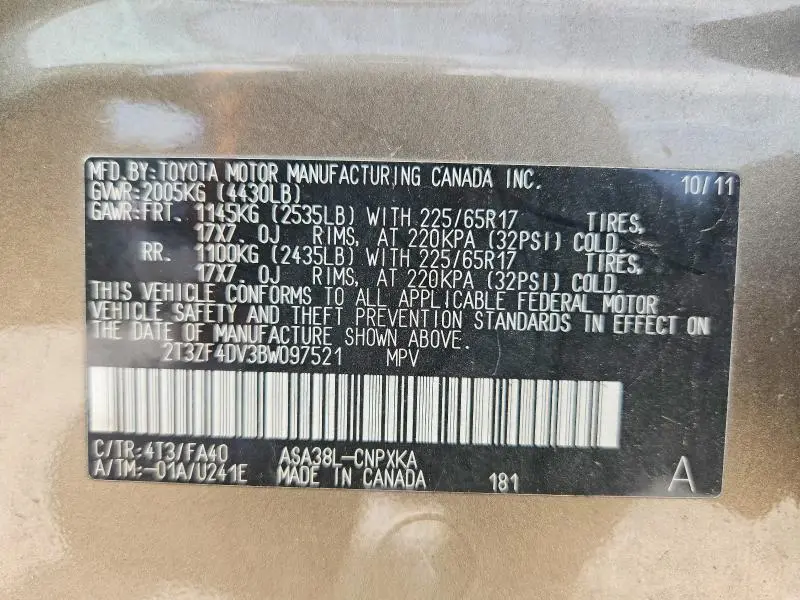 2011 TOYOTA RAV4 BASE  