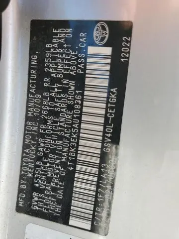 2010 TOYOTA CAMRY SE  