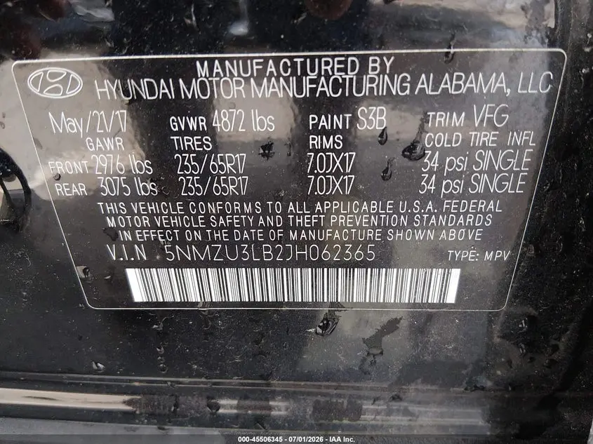 2018 HYUNDAI SANTA FE SPORT 2.4L