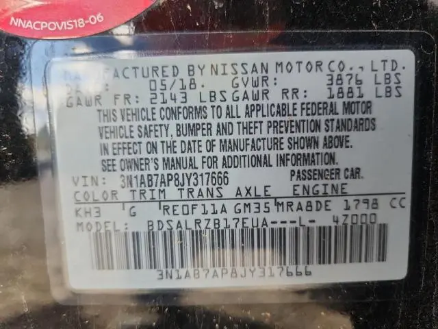 2018 NISSAN SENTRA S  