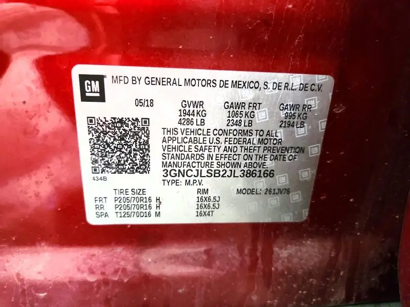 2018 CHEVROLET TRAX 1LT  