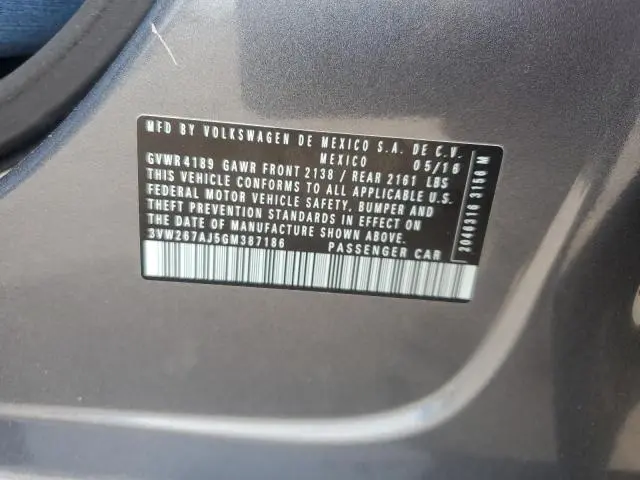 2016 VOLKSWAGEN JETTA S  
