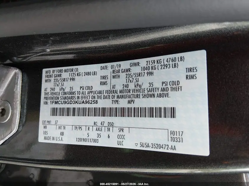 2019 FORD ESCAPE SE