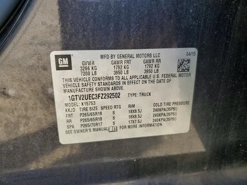 2015 GMC SIERRA K1500 SLE  