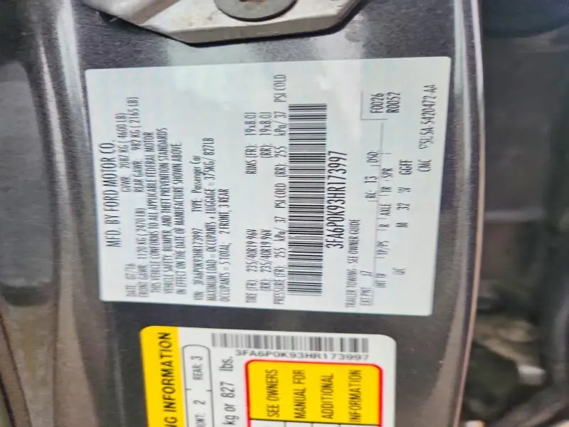 2017 FORD FUSION TITANIUM  