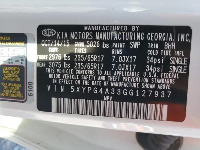 2016 KIA SORENTO LX  