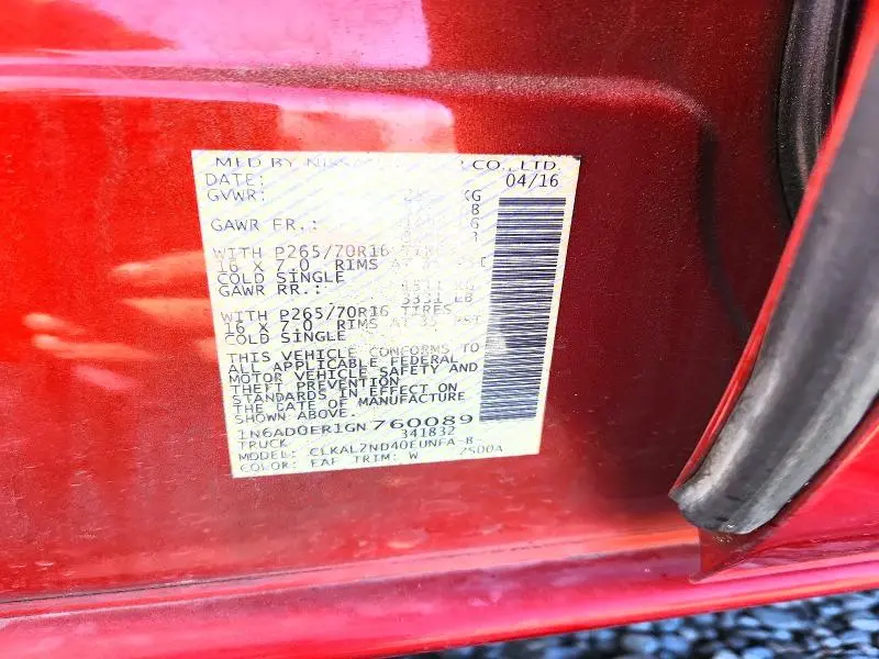 2016 NISSAN FRONTIER SV  