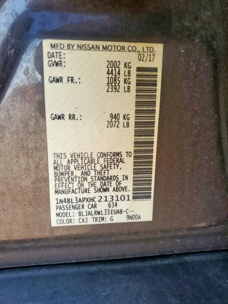 2017 NISSAN ALTIMA 3.5SL  