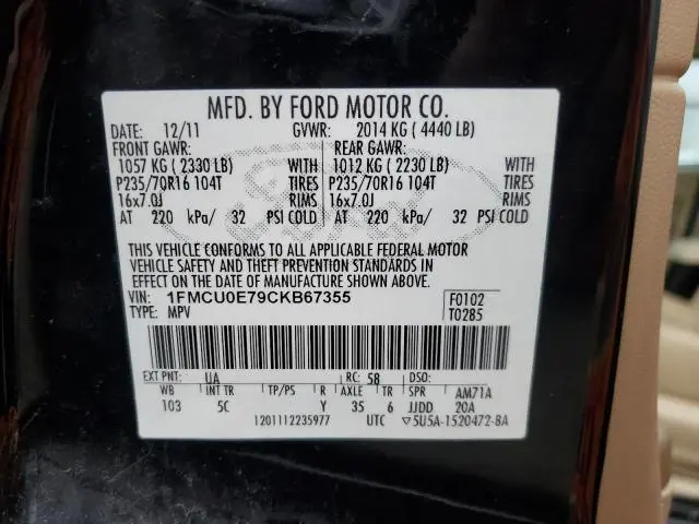 2012 FORD ESCAPE LIMITED  