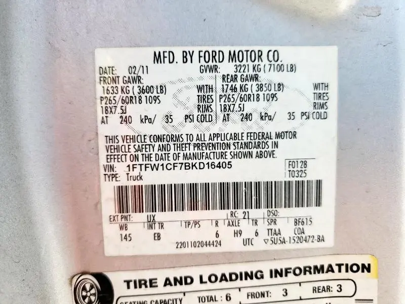 2011 FORD F150 SUPERCREW  