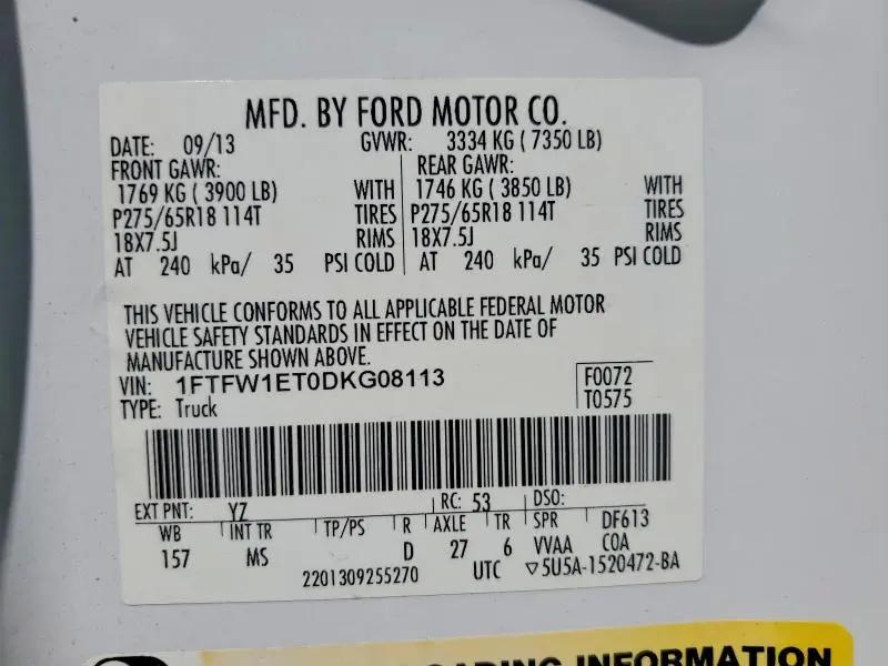 2013 FORD F150 SUPERCREW  