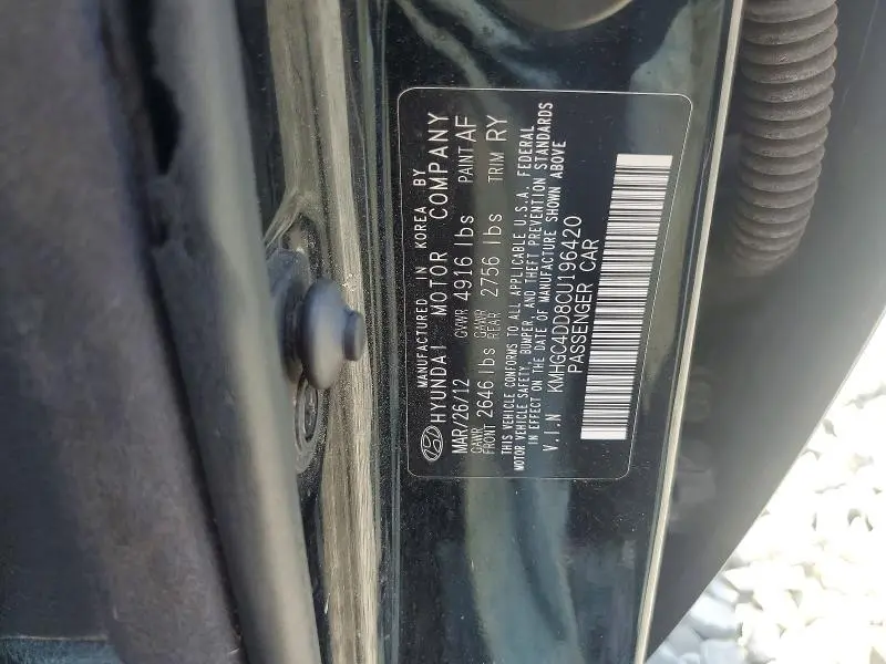 2012 HYUNDAI GENESIS 3.8L  