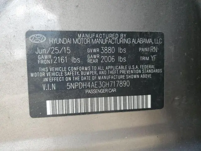 2016 HYUNDAI ELANTRA SE  