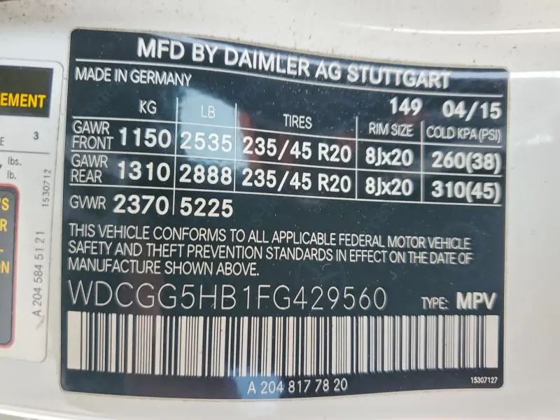 2015 MERCEDES-BENZ GLK 350  