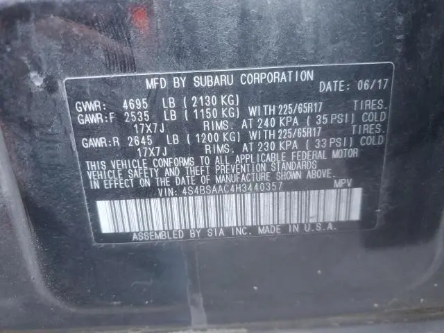 2017 SUBARU OUTBACK 2.5I  