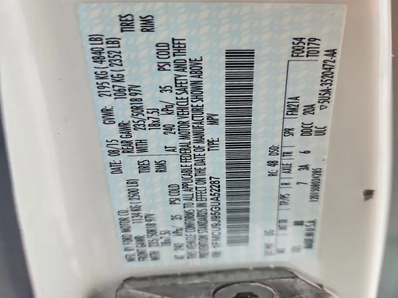 2016 FORD ESCAPE TITANIUM  