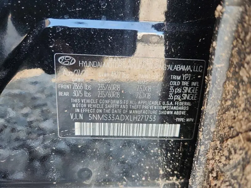 2020 HYUNDAI SANTA FE SEL  