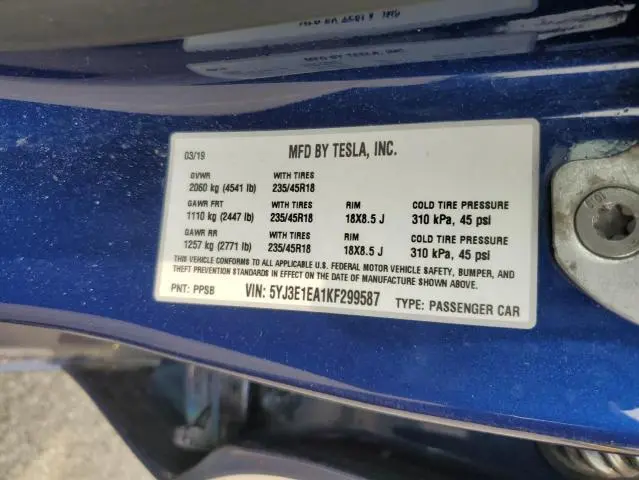 2019 TESLA MODEL 3   