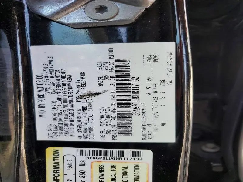 2017 FORD FUSION SE HYBRID  