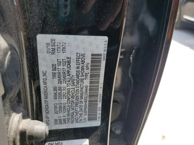2016 HONDA CR-V SE  
