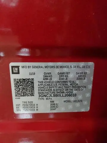 2020 CHEVROLET TRAX 1LT  