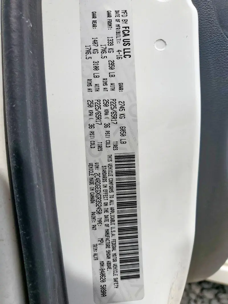 2016 DODGE GRAND CARAVAN R/T  