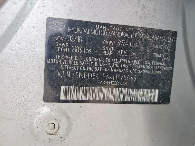 2019 HYUNDAI ELANTRA SEL  