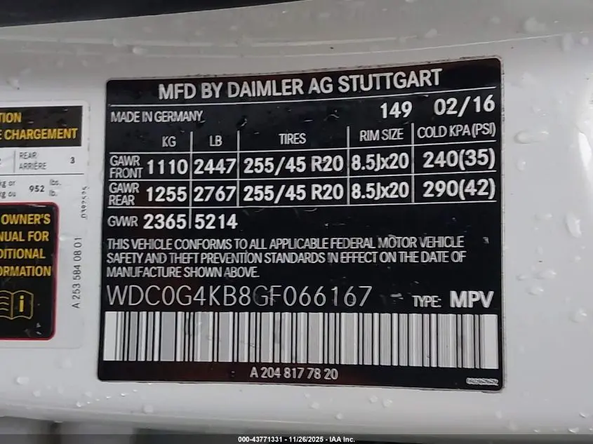 2016 MERCEDES-BENZ GLC 300 4MATIC